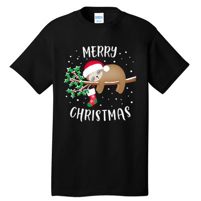 Merry Christmas Cute Sloth Xmas Outfit Matching Family Tall T-Shirt