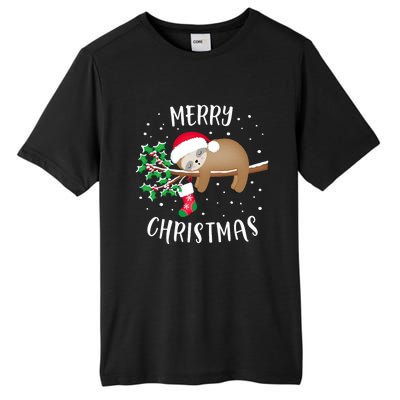 Merry Christmas Cute Sloth Xmas Outfit Matching Family Tall Fusion ChromaSoft Performance T-Shirt