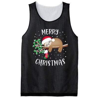 Merry Christmas Cute Sloth Xmas Outfit Matching Family Mesh Reversible Basketball Jersey Tank