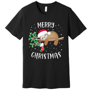 Merry Christmas Cute Sloth Xmas Outfit Matching Family Premium T-Shirt