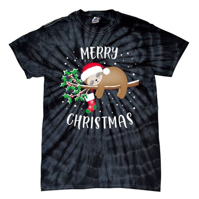 Merry Christmas Cute Sloth Xmas Outfit Matching Family Tie-Dye T-Shirt