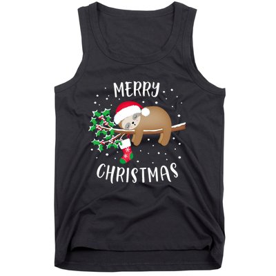 Merry Christmas Cute Sloth Xmas Outfit Matching Family Tank Top