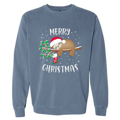 Merry Christmas Cute Sloth Xmas Outfit Matching Family Garment-Dyed Sweatshirt