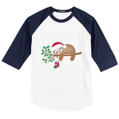 Merry Christmas Cute Sloth Xmas Outfit Matching Family Baseball Sleeve Shirt