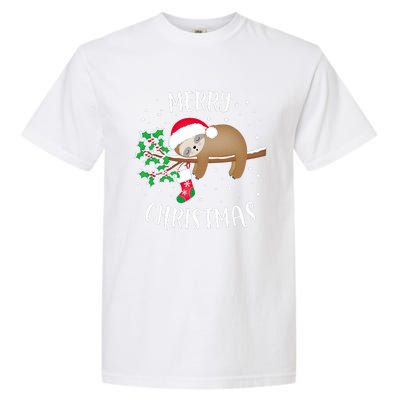 Merry Christmas Cute Sloth Xmas Outfit Matching Family Garment-Dyed Heavyweight T-Shirt