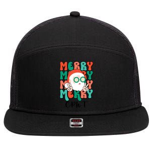 Merry Cpht Christmas Certified Pharmacy Technician Xmas Gift 7 Panel Mesh Trucker Snapback Hat