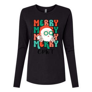 Merry Cpht Christmas Certified Pharmacy Technician Xmas Gift Womens Cotton Relaxed Long Sleeve T-Shirt