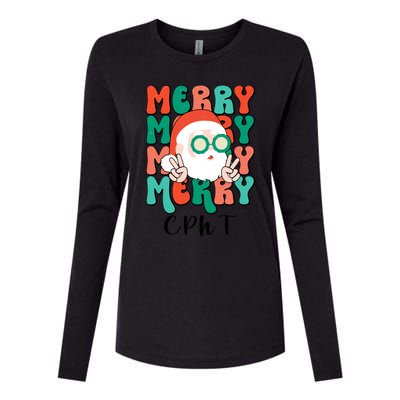 Merry Cpht Christmas Certified Pharmacy Technician Xmas Gift Womens Cotton Relaxed Long Sleeve T-Shirt