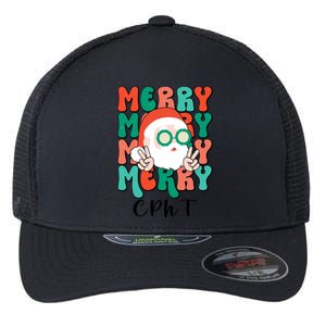 Merry Cpht Christmas Certified Pharmacy Technician Xmas Gift Flexfit Unipanel Trucker Cap