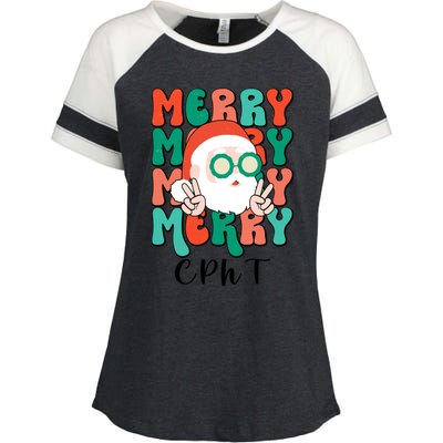 Merry Cpht Christmas Certified Pharmacy Technician Xmas Gift Enza Ladies Jersey Colorblock Tee