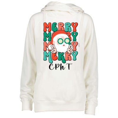 Merry Cpht Christmas Certified Pharmacy Technician Xmas Gift Womens Funnel Neck Pullover Hood