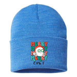 Merry Cpht Christmas Certified Pharmacy Technician Xmas Gift Sustainable Knit Beanie