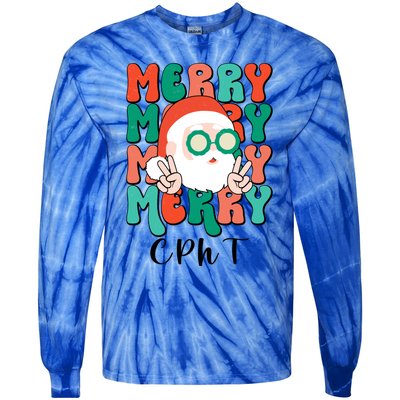 Merry Cpht Christmas Certified Pharmacy Technician Xmas Gift Tie-Dye Long Sleeve Shirt