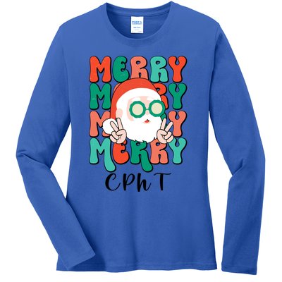 Merry Cpht Christmas Certified Pharmacy Technician Xmas Gift Ladies Long Sleeve Shirt