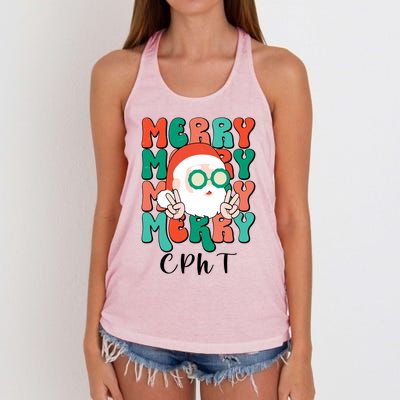 Merry Cpht Christmas Certified Pharmacy Technician Xmas Gift Women's Knotted Racerback Tank