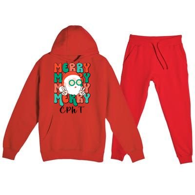 Merry Cpht Christmas Certified Pharmacy Technician Xmas Gift Premium Hooded Sweatsuit Set