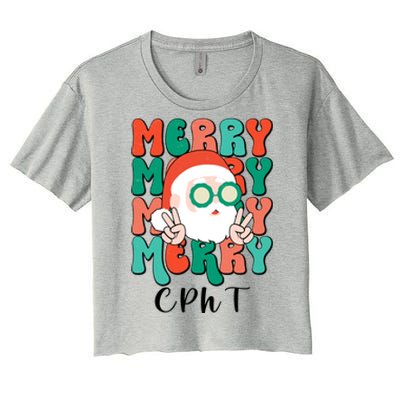 Merry Cpht Christmas Certified Pharmacy Technician Xmas Gift Women's Crop Top Tee