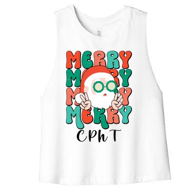 Merry Cpht Christmas Certified Pharmacy Technician Xmas Gift Women's Racerback Cropped Tank