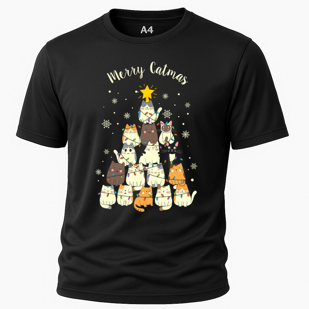 Merry Catmas Cute Cat Lover Christmas Cooling Performance Crew T-Shirt