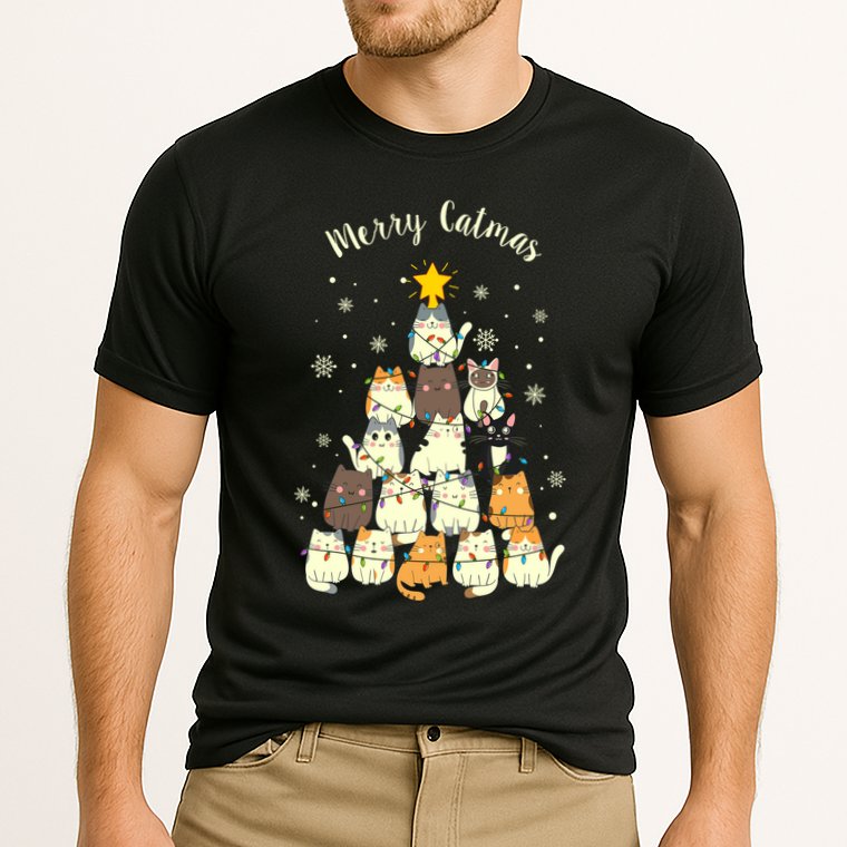 Merry Catmas Cute Cat Lover Christmas Cooling Performance Crew T-Shirt
