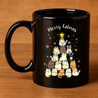 Merry Catmas Cute Cat Lover Christmas 11oz C Handle Ceramic Mug