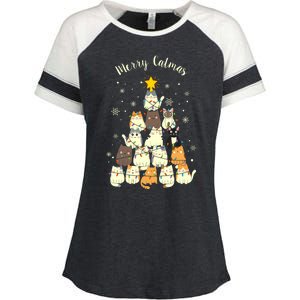 Merry Catmas Cute Cat Lover Christmas Enza Ladies Jersey Colorblock Tee