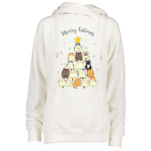 Merry Catmas Cute Cat Lover Christmas Womens Funnel Neck Pullover Hood