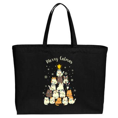 Merry Catmas Cute Cat Lover Christmas Cotton Canvas Jumbo Tote