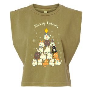 Merry Catmas Cute Cat Lover Christmas Garment-Dyed Women's Muscle Tee