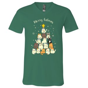 Merry Catmas Cute Cat Lover Christmas V-Neck T-Shirt