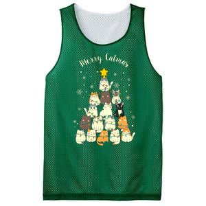 Merry Catmas Cute Cat Lover Christmas Mesh Reversible Basketball Jersey Tank