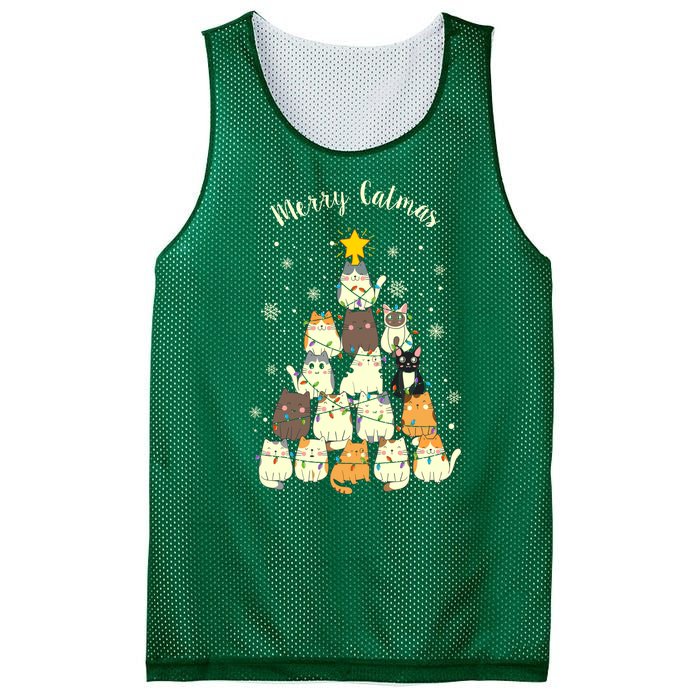 Merry Catmas Cute Cat Lover Christmas Mesh Reversible Basketball Jersey Tank