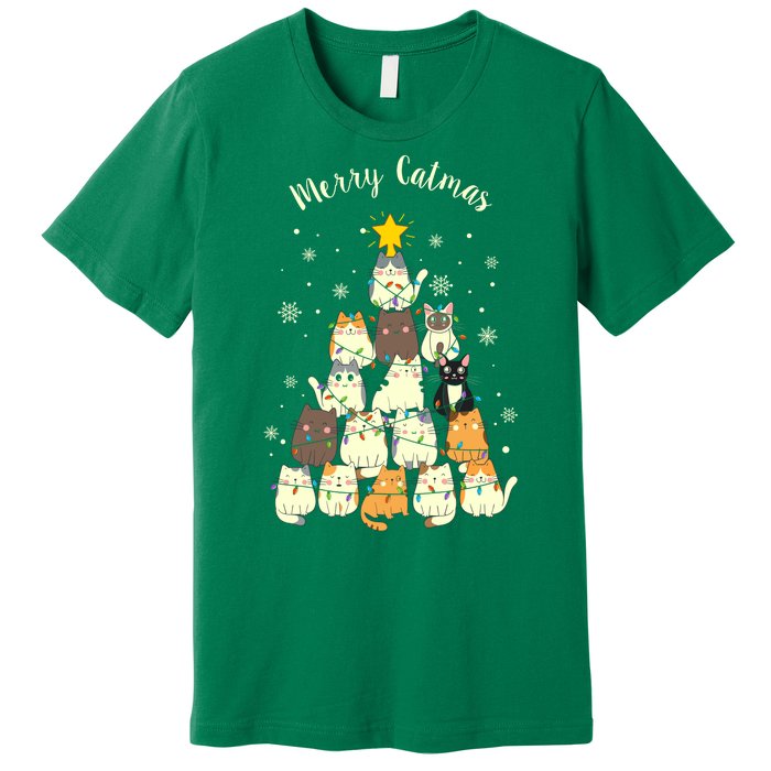 Merry Catmas Cute Cat Lover Christmas Premium T-Shirt