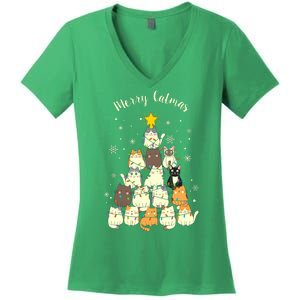 Merry Catmas Cute Cat Lover Christmas Women's V-Neck T-Shirt