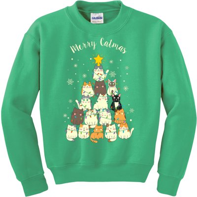 Merry Catmas Cute Cat Lover Christmas Kids Sweatshirt