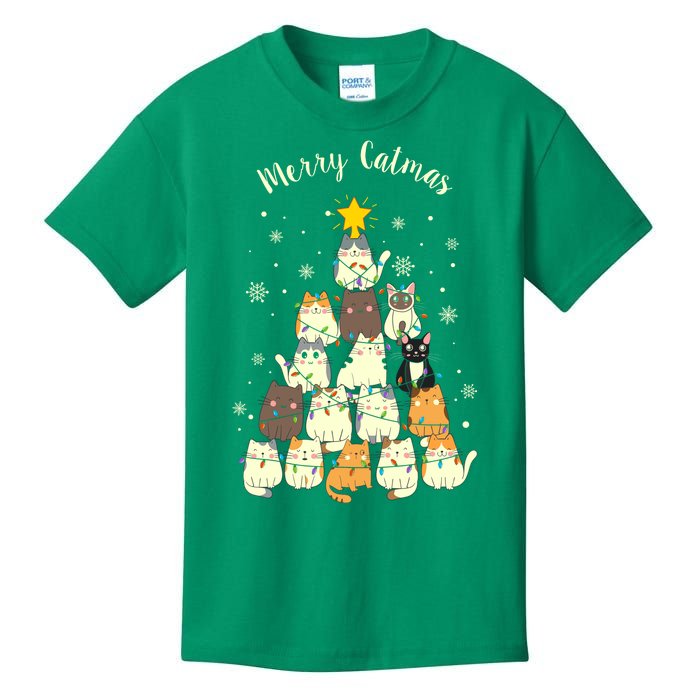 Merry Catmas Cute Cat Lover Christmas Kids T-Shirt