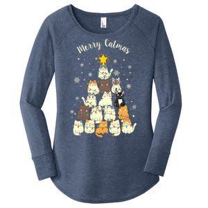 Merry Catmas Cute Cat Lover Christmas Women's Perfect Tri Tunic Long Sleeve Shirt