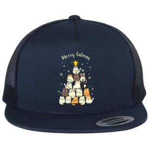 Merry Catmas Cute Cat Lover Christmas Flat Bill Trucker Hat