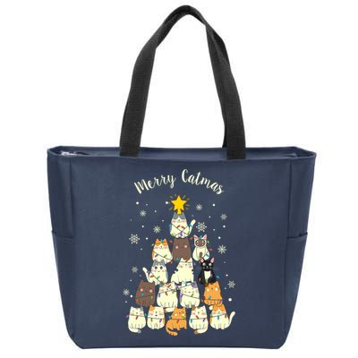 Merry Catmas Cute Cat Lover Christmas Zip Tote Bag