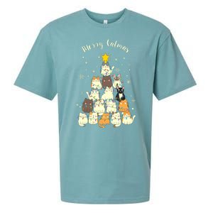 Merry Catmas Cute Cat Lover Christmas Sueded Cloud Jersey T-Shirt