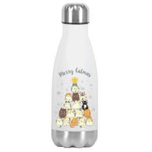 Merry Catmas Cute Cat Lover Christmas Stainless Steel Insulated Water Bottle