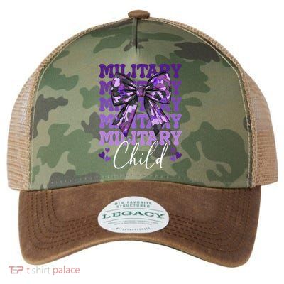 Military Child Coquette Bow Purple Up Camo Legacy Tie Dye Trucker Hat