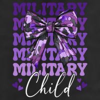Military Child Coquette Bow Purple Up Camo 7 Panel Mesh Trucker Snapback Hat