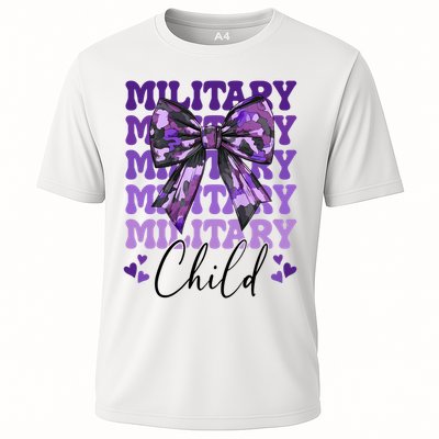 Military Child Coquette Bow Purple Up Camo Performance Shirt