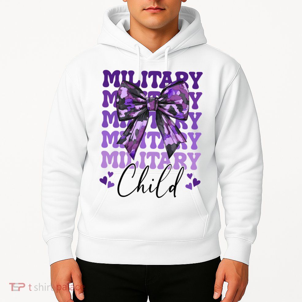 Military Child Coquette Bow Purple Up Camo Hoodie