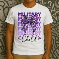 Military Child Coquette Bow Purple Up Camo T-Shirt