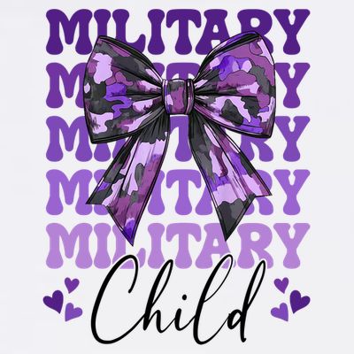 Military Child Coquette Bow Purple Up Camo T-Shirt
