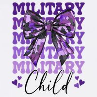 Military Child Coquette Bow Purple Up Camo T-Shirt
