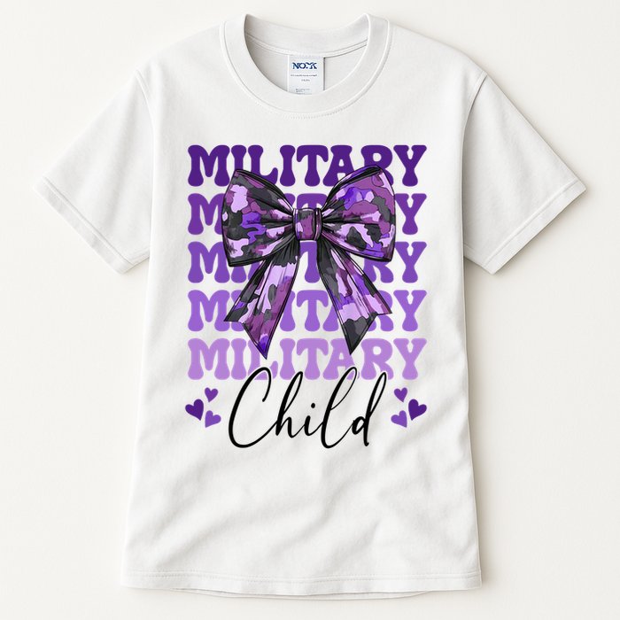 Military Child Coquette Bow Purple Up Camo Tall T-Shirt