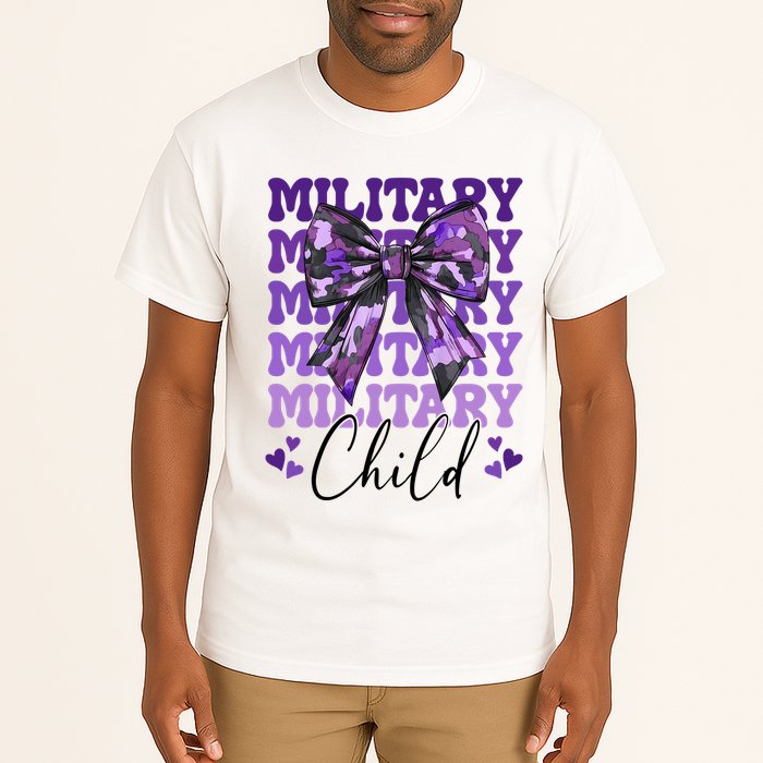 Military Child Coquette Bow Purple Up Camo Tall T-Shirt